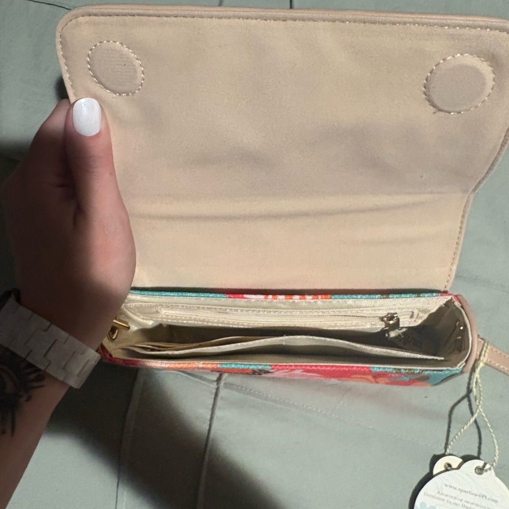 Spartina Pink and Blue Floral Crossbody Bag - Picture 3 of 6
